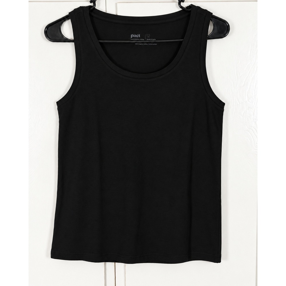 Pact Organic Cotton Scoop Neck Tank Top Black Size Large